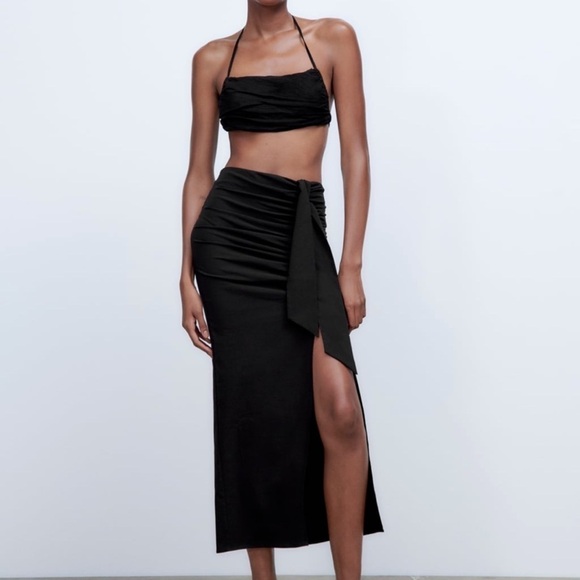 Zara Tops - Zara Linen Bandeau Top Black🩷